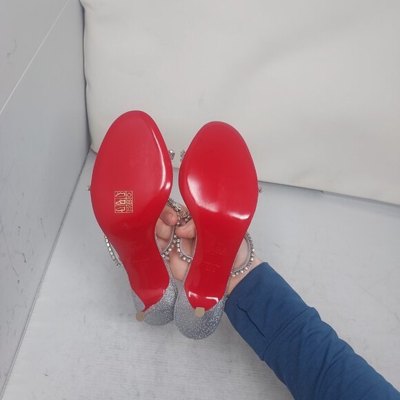 Christian Louboutin Silver Just Queen Crystal Bridal Wedding Heel Sandal - Picture 2 of 12